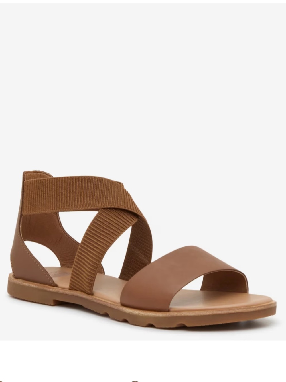 Sorel Ella brown criss-cross strap suede sandals boho comfort summer beach